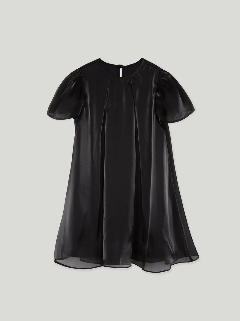 「Glimmer」Black glossy draped dress