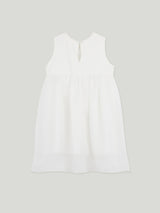 「Float」White pleated mist patchwork light dress