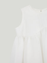 「Float」White pleated mist patchwork light dress