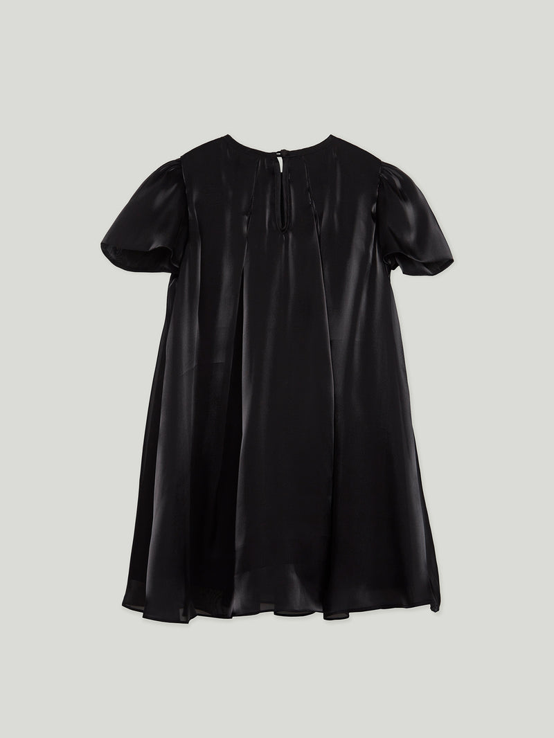 「Glimmer」Black glossy draped dress